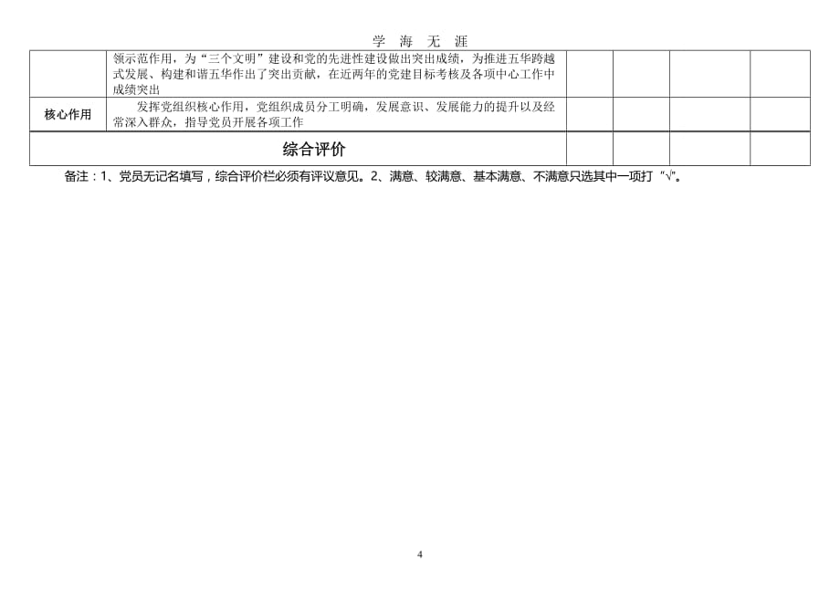 党员民主评议表（2020年九月整理）.doc_第4页