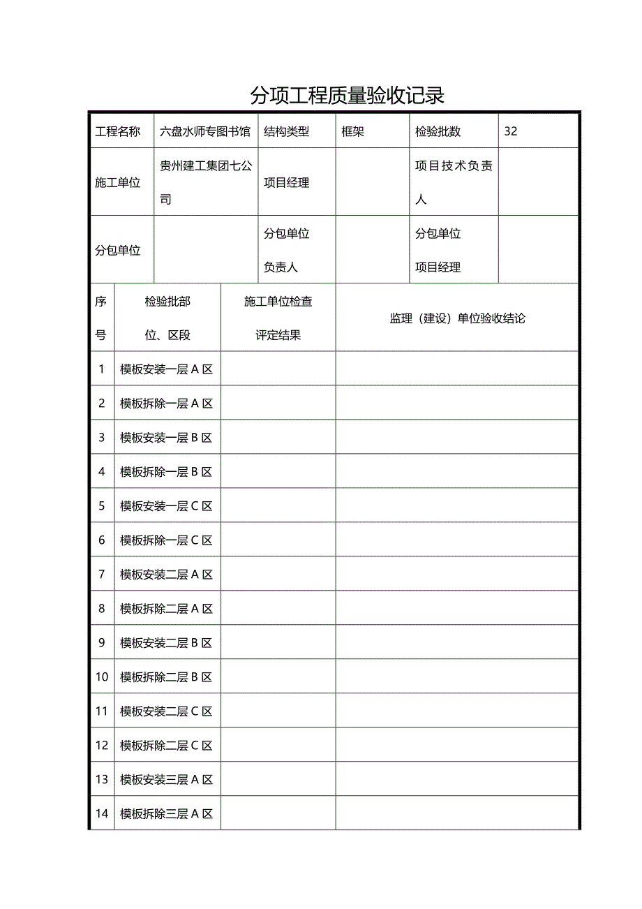 (2020年){品质管理制度表格}建筑工程施工质量验收统标准表格_第2页