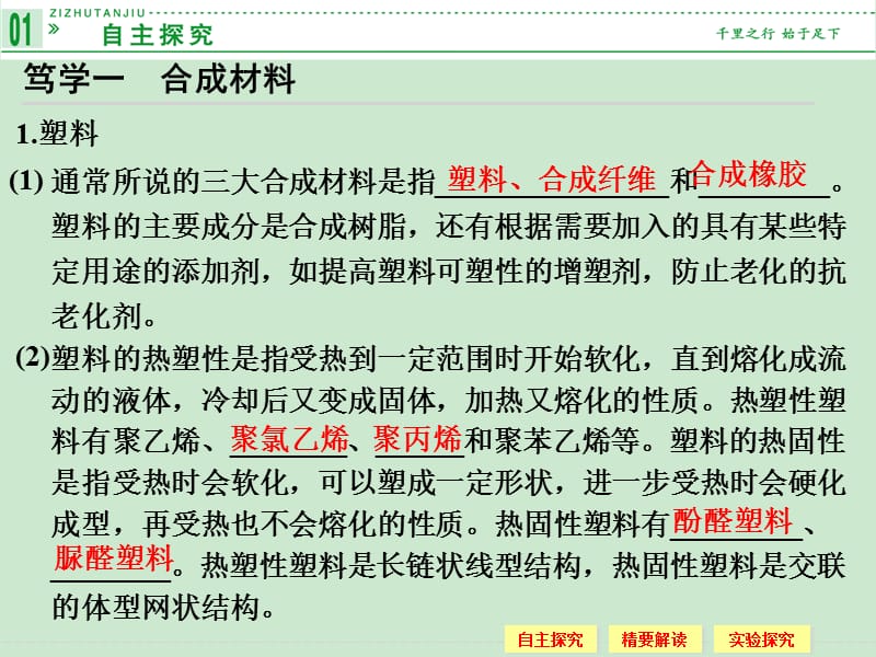 2014年高中化学同步精品课件：3.4 塑料、纤维和橡胶 课件(人教版选修1)_第2页