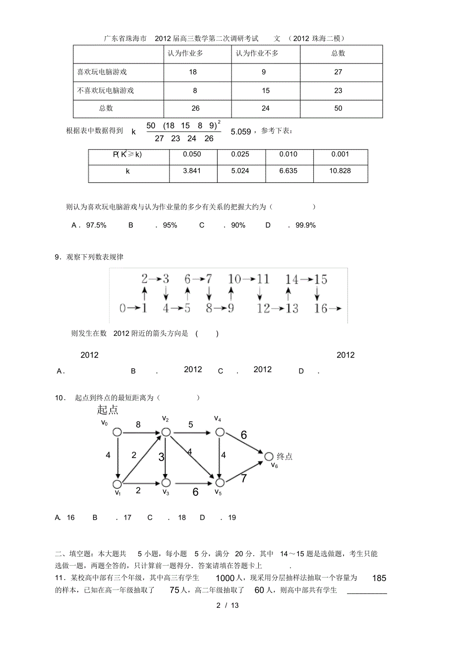 广东省珠海市高三数学第二次调研考试文(2012珠海二模)_第2页