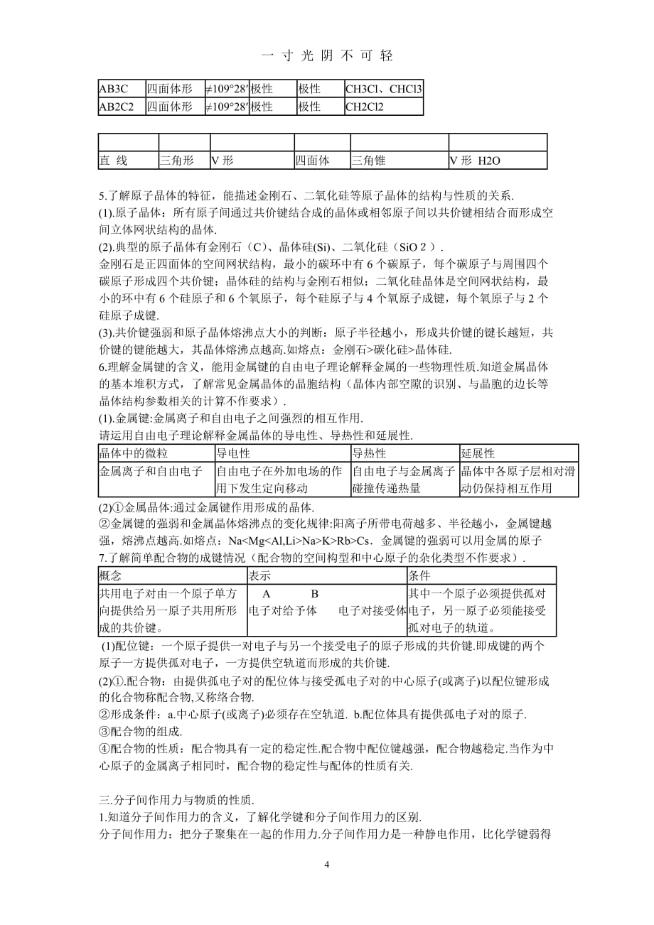 高中化学选修3知识点全部归纳（2020年8月）.doc_第4页