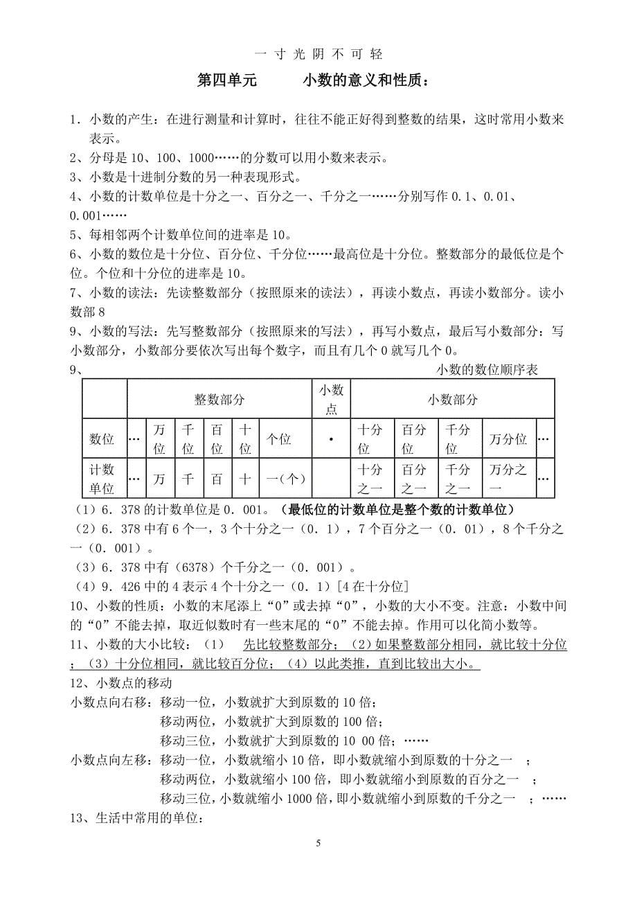 最新人教版四年级下册数学复习知识点总结（2020年8月）.doc_第5页