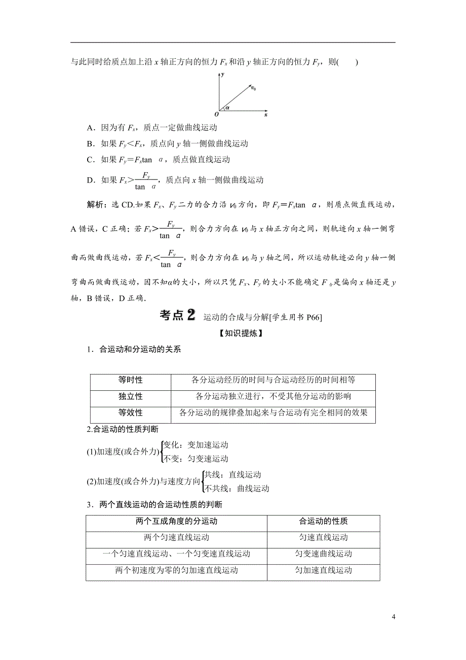 备战2021届高考物理一轮复习专题：第一节　曲线运动　运动的合成与分解讲义_第4页