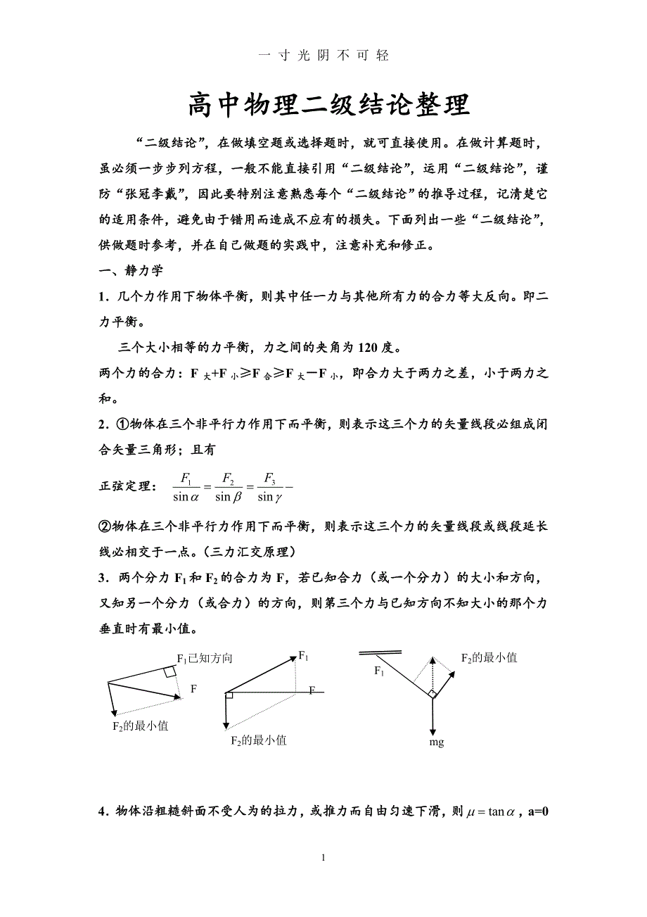 高中物理二级结论（2020年8月）.doc_第1页