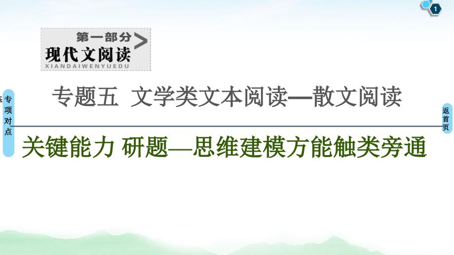 备战2021届高考高三语文一轮复习专题：专题5 关键能力 第2讲 强化整体意识精解思路分析题 课件_第1页