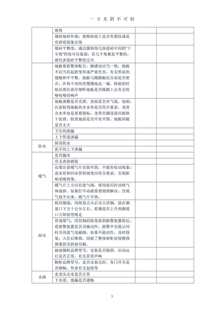 精装房验房项目表格(实用版)（2020年8月）.doc_第3页