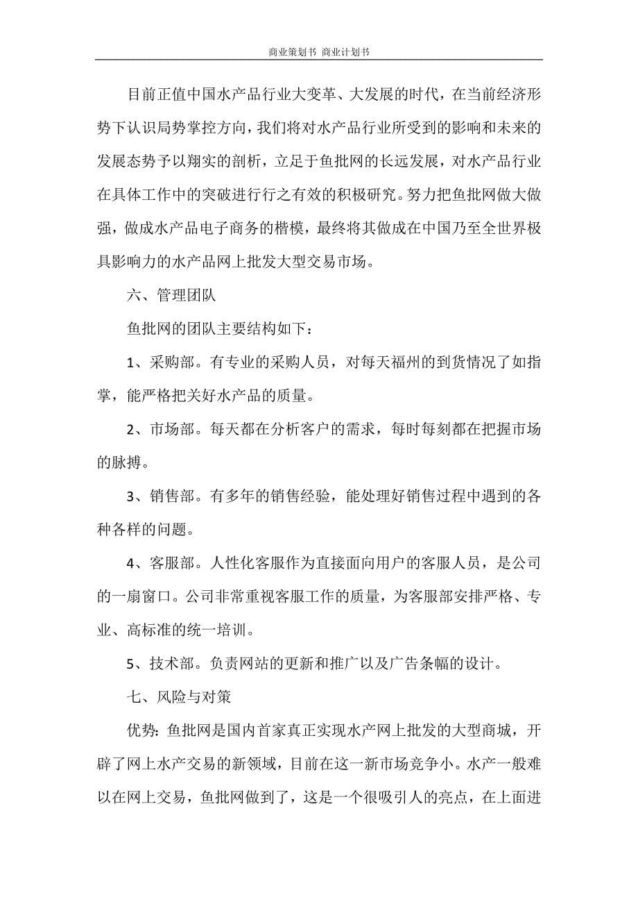 工作计划 商业策划书 商业计划书_第5页