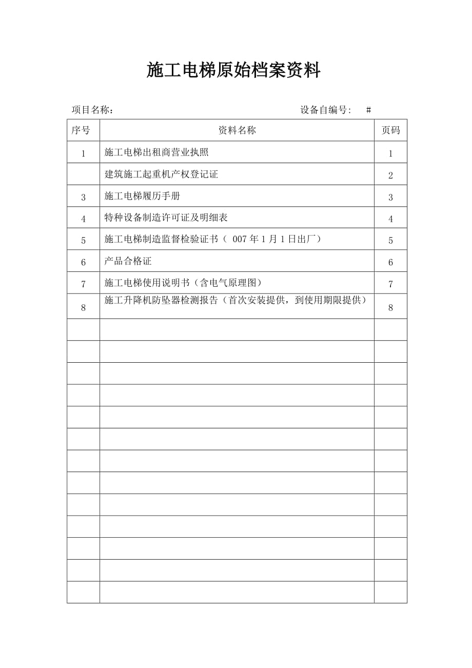 电梯项目动力部资料总目录(2012)_第1页