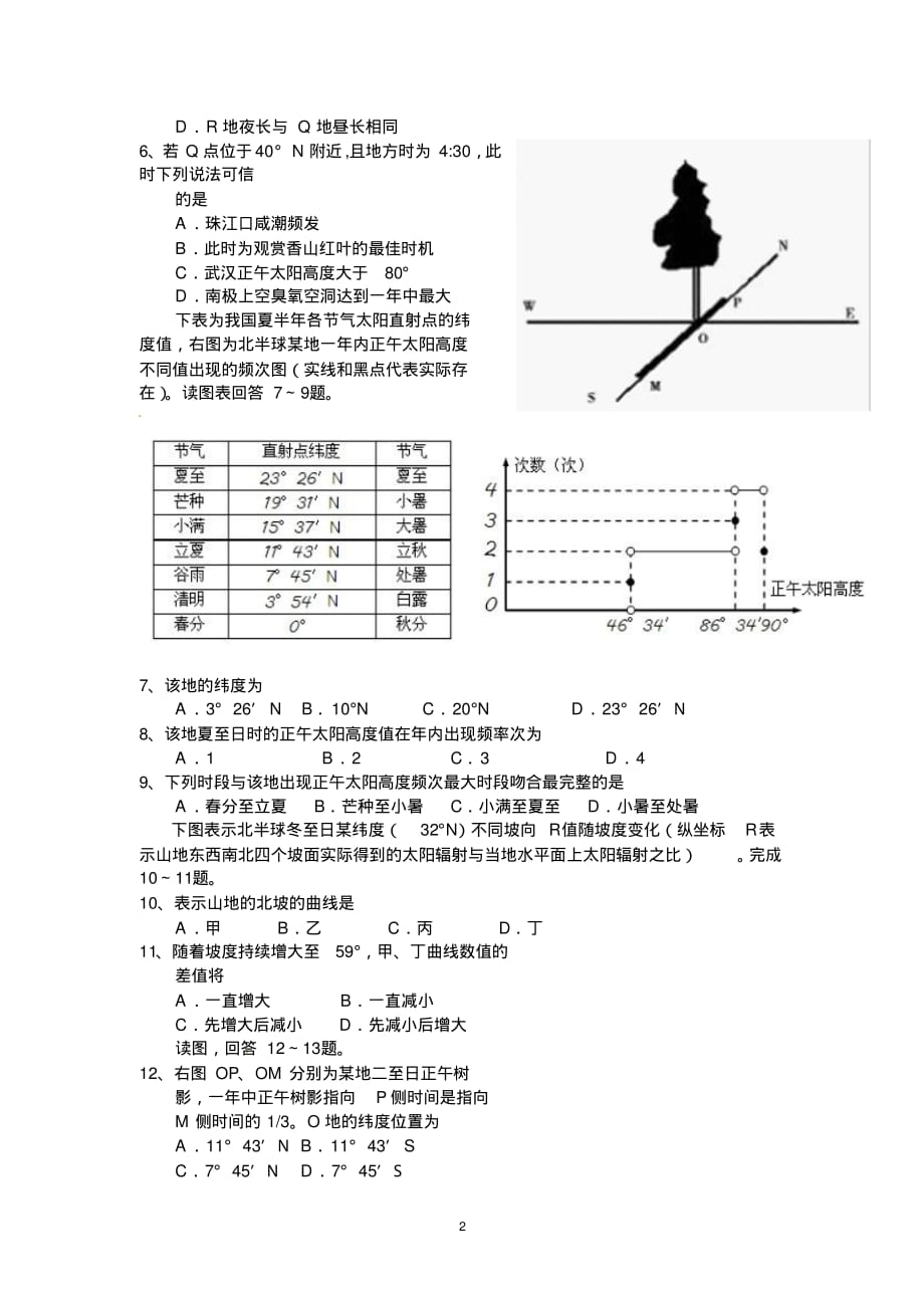 【地理】福建省莆田二中2013届高三第三次月考试题_第2页