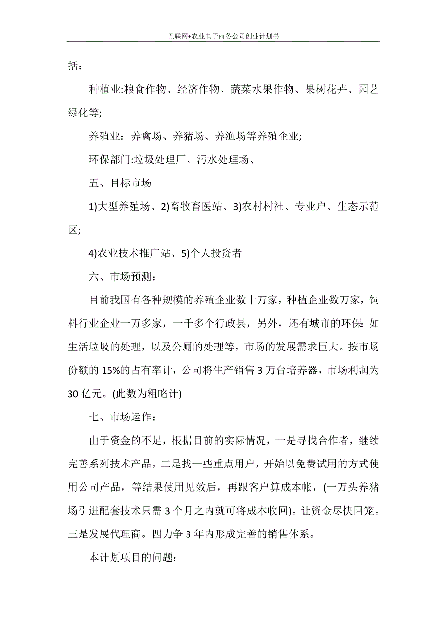 工作计划 互联网+农业电子商务公司创业计划书_第3页