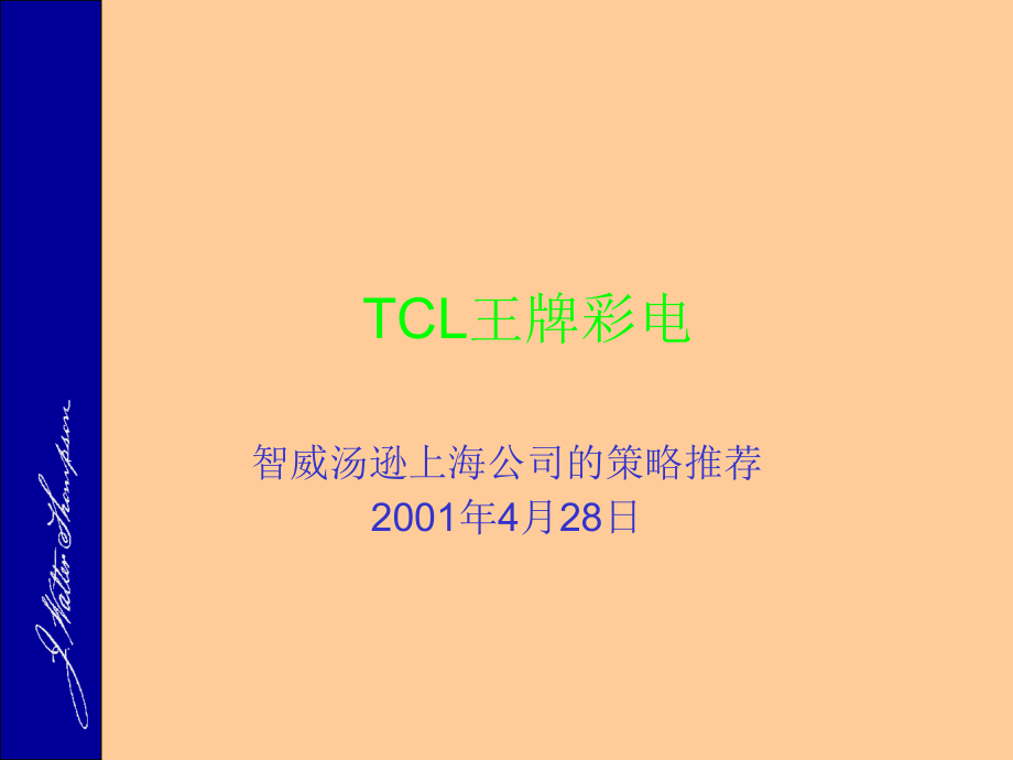 {战略管理}TCL王牌彩电品牌推广策略PPT109_第1页