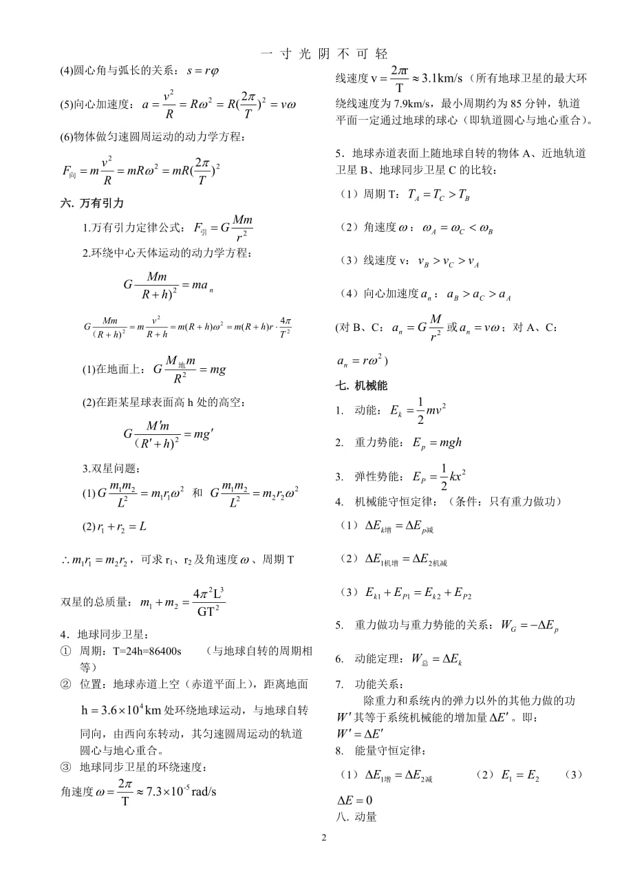 高中物理常用公式（2020年8月）.doc_第2页