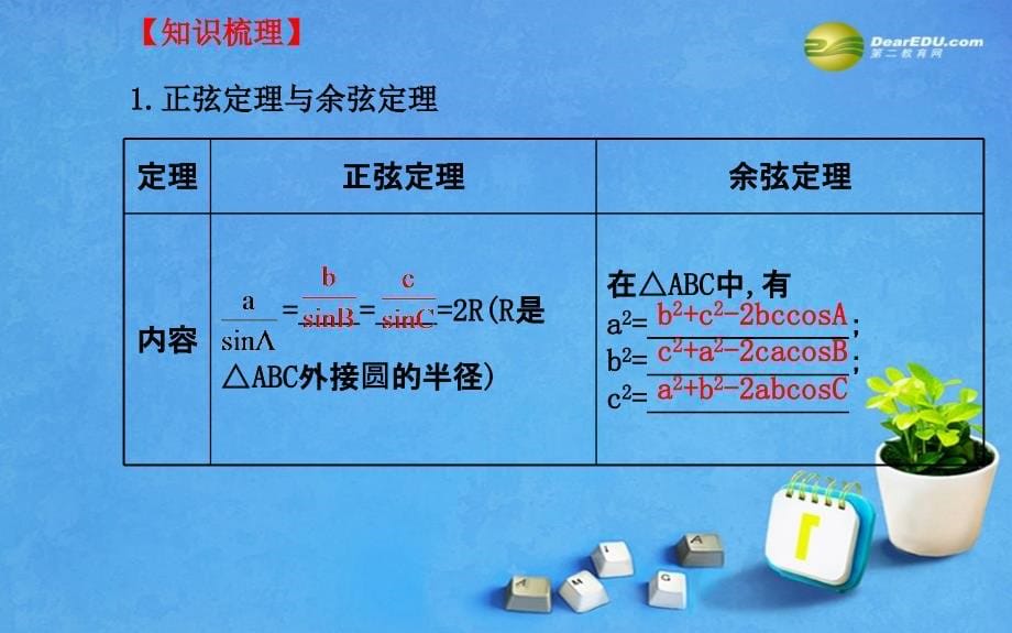 2015届高考数学第一轮总复习 3.7 正弦定理和余弦定理课件 文 新人教A版_第5页