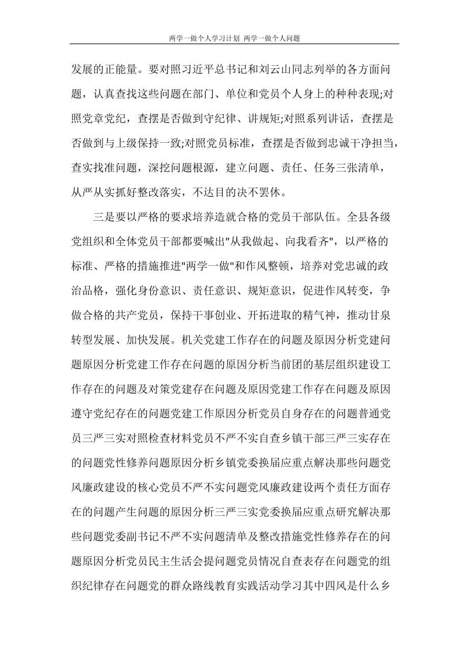 工作计划 两学一做个人学习计划 两学一做个人问题_第5页