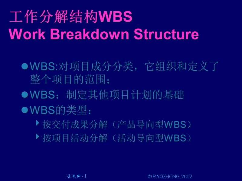 {项目管理项目报告}项目管理工作分解结构_第1页