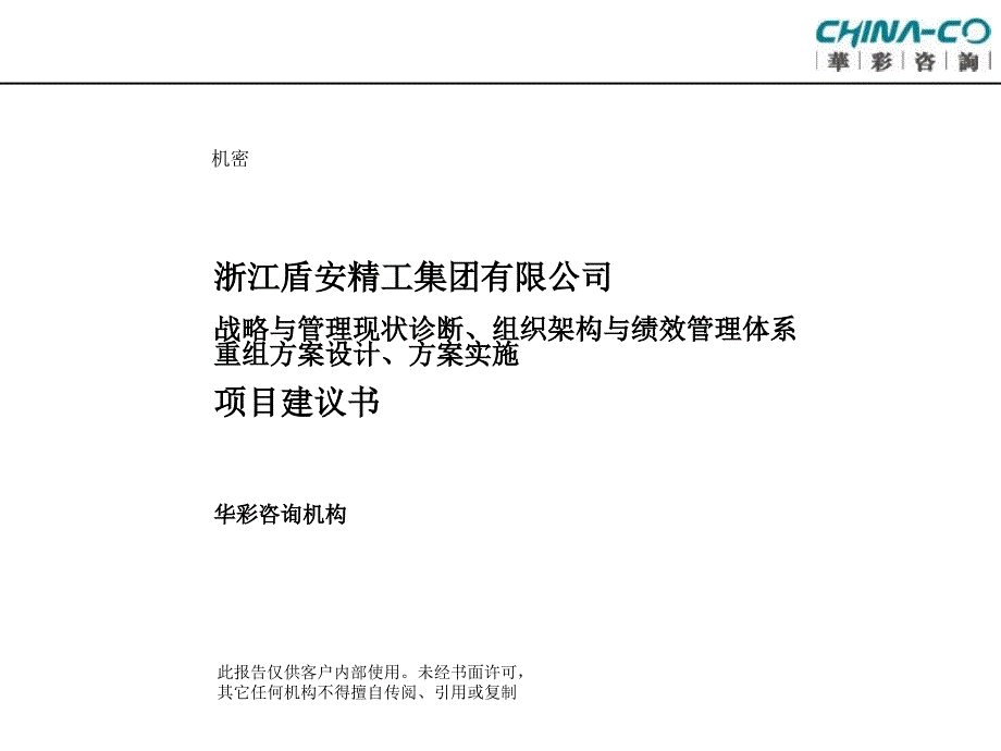 {项目管理项目报告}某集团组织架构与绩效管理项目建议书_第1页