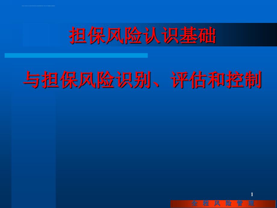 担保风险认识基础与风险识别评估和控制讲稿2012课件_第1页