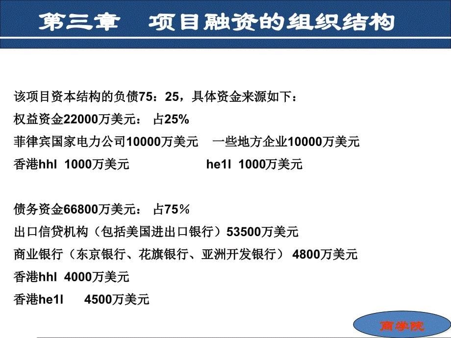 {项目管理项目报告}某项目融资的组织结构讲义_第5页