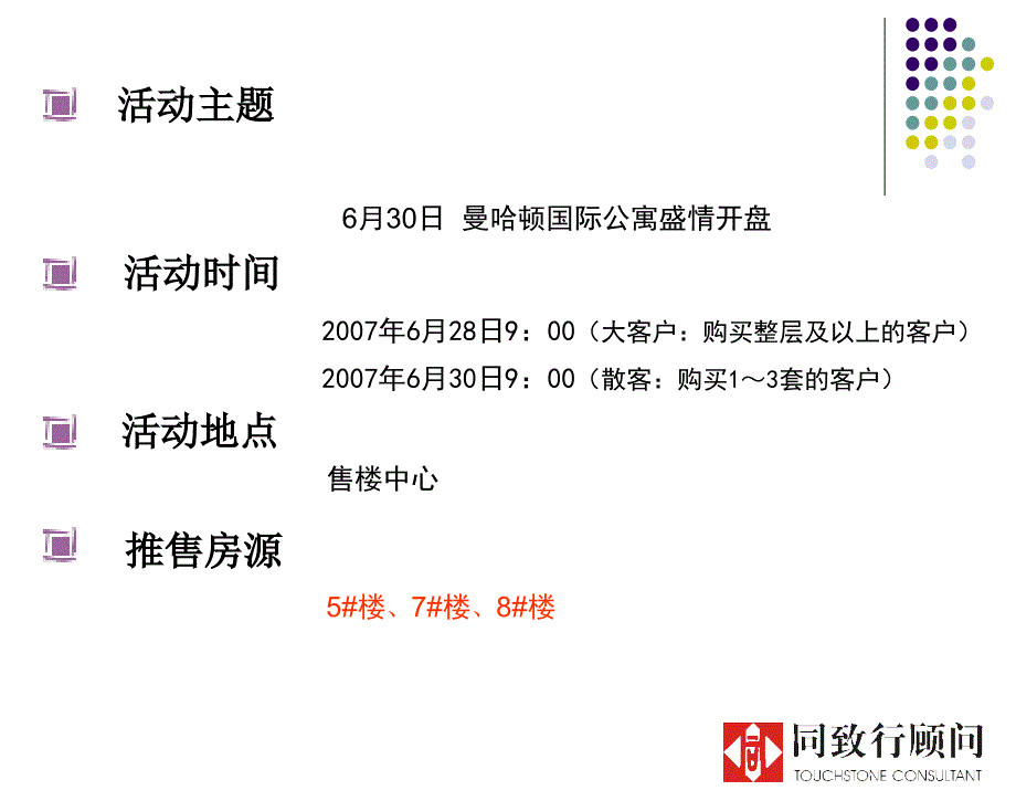 {营销策划方案}同致行曼哈顿国际公寓公开选房活动策划方案_第2页