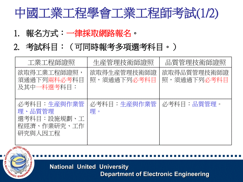 国立联合大学电子工程学系教学卓越计划讲座专业证照说明会教学幻灯片_第2页