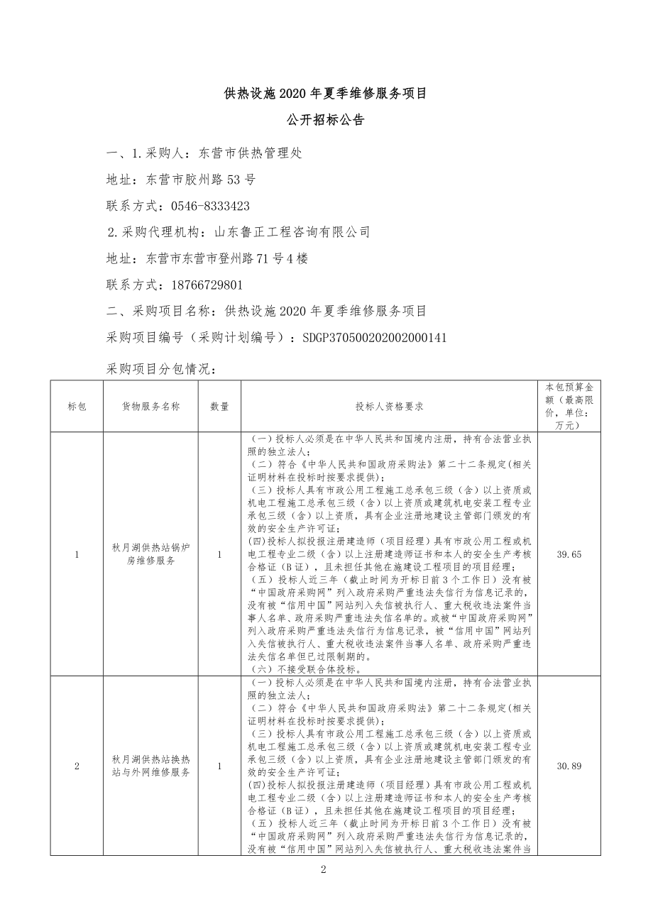 供热设施2020年夏季维修服务项目招标文件_第3页