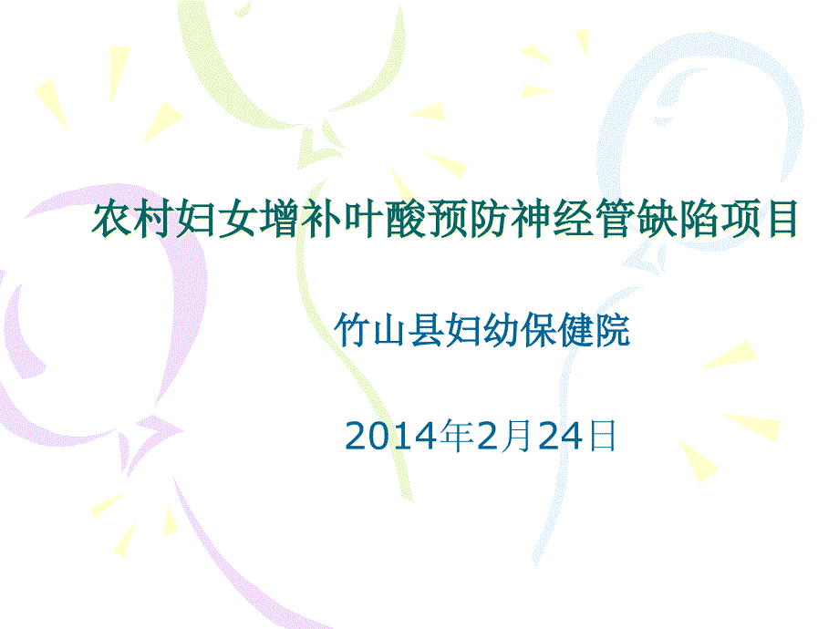 {项目管理项目报告}某年增补叶酸预防神经管缺陷项目培训讲义_第1页