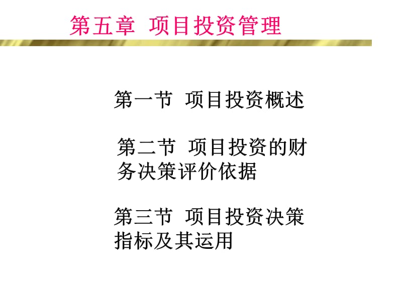 {项目管理项目报告}项目投资管理课程_第1页