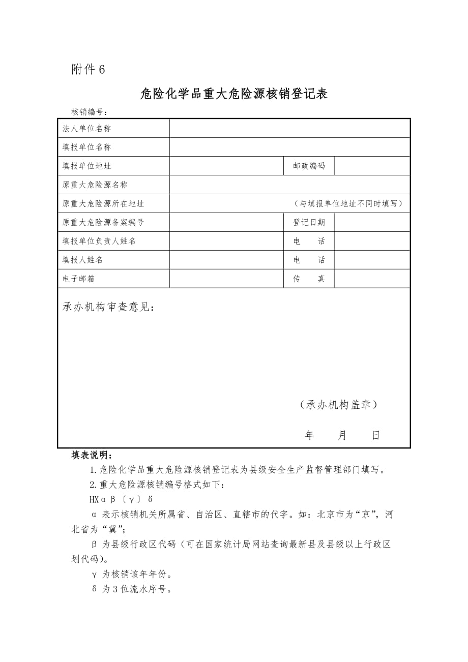 《危险化学品重大危险源核销登记表》_第1页