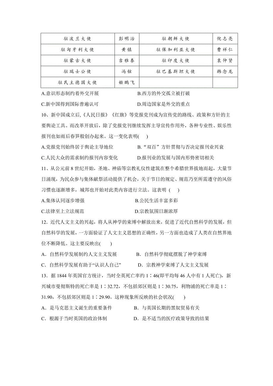 2020届山东省青岛市西海岸新区（黄岛区）高三3月模拟考试历史试题_第3页