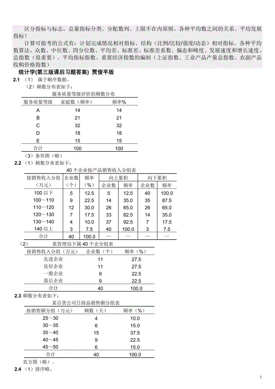 统计学(第三版课后习题答案) 贾俊平版.doc_第1页