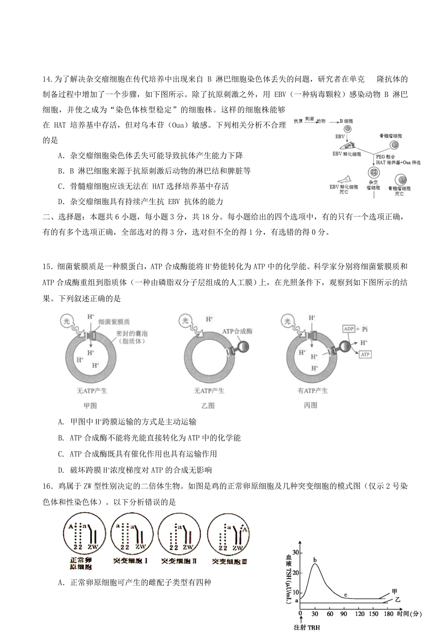 2020届山东省青岛市西海岸新区（黄岛区）高三4月模拟考试生物试题_第4页