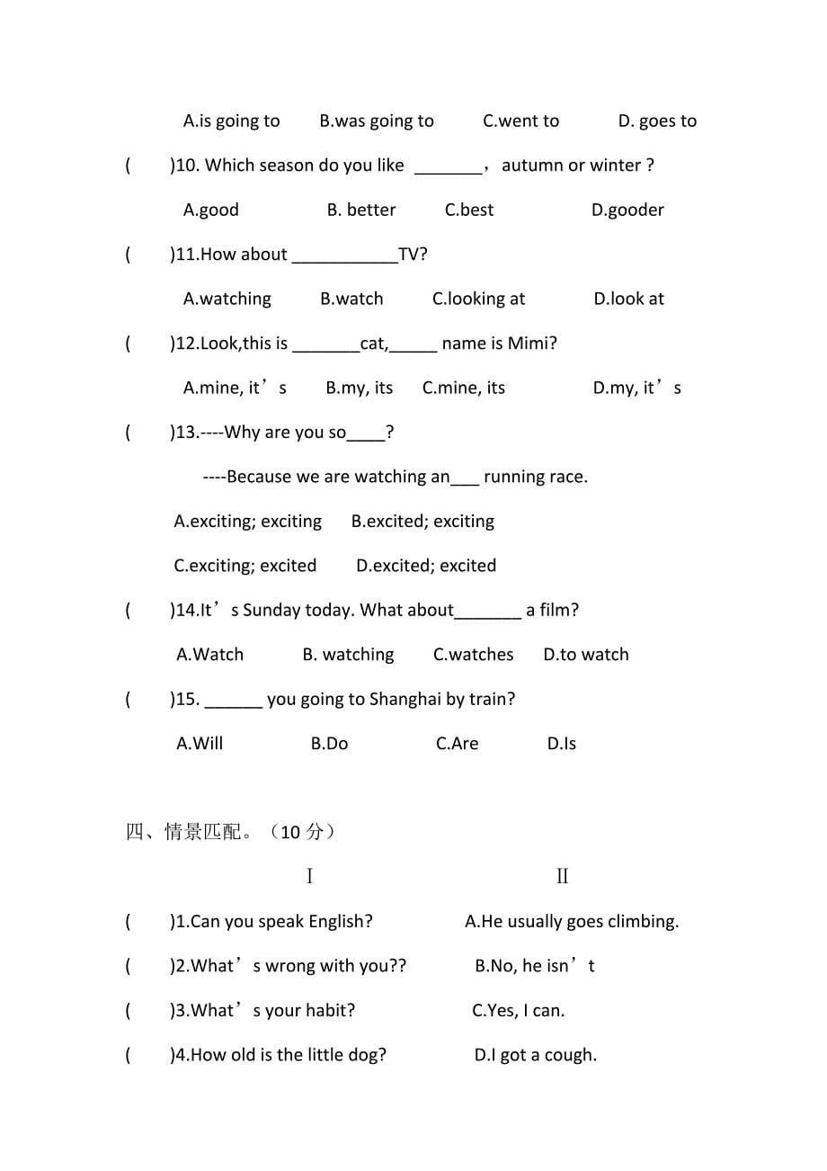 译林版小升初英语模拟试卷1.doc_第5页