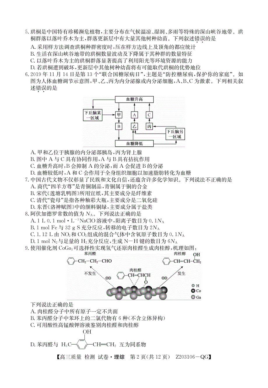 内蒙古2020届高三下学期第一次月考 理科综合（PDF版）_第2页