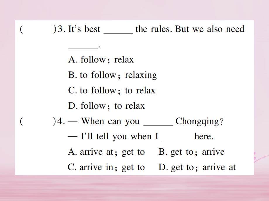 七年级英语下册Unit4Don’teatinclass（第6课时）习题课件（新版）人教新目标版_第4页