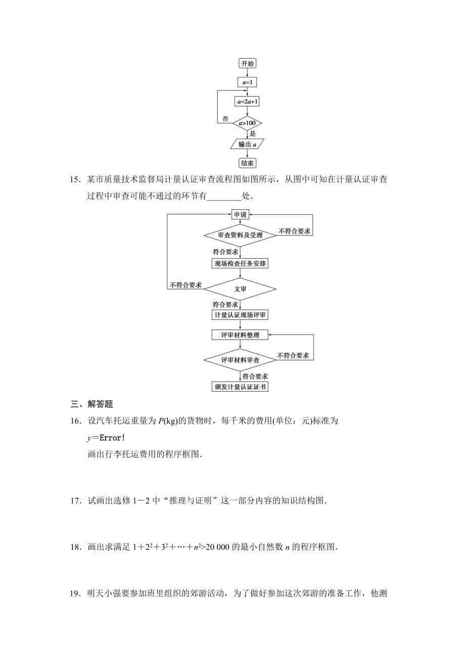 高二数学人教选修1-2同步练习：第4章 框图 章末检测 Word版含解析_第5页