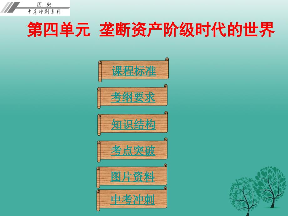 中考历史总复习第五部分世界近代史第四单元垄断资产阶级时代的世界课件_第1页