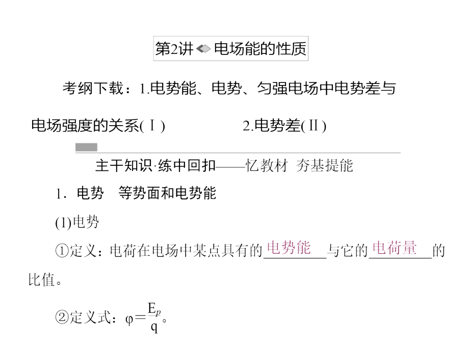 新课标物理一轮复习课件第六章静电场第2讲_第1页