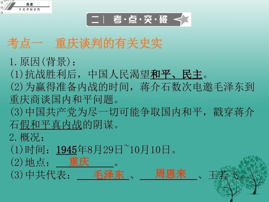 中考历史总复习第二部分中国近代史第五单元人民解放战争的胜利课件_第5页