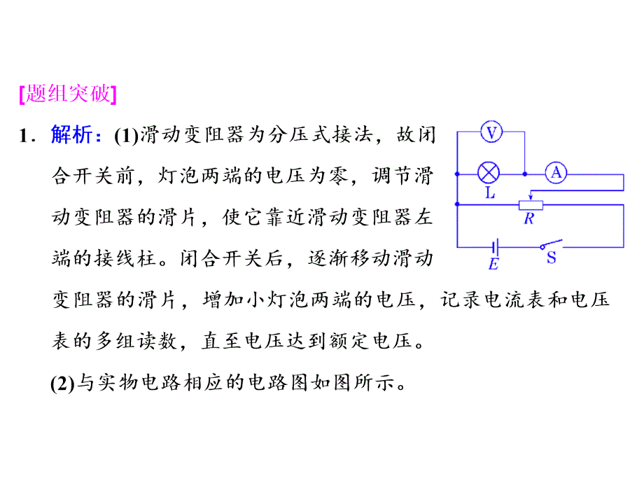 四川省昭觉中学高考物理第一轮复习课件实验八描绘小灯泡的伏安特性曲线习题详解_第2页