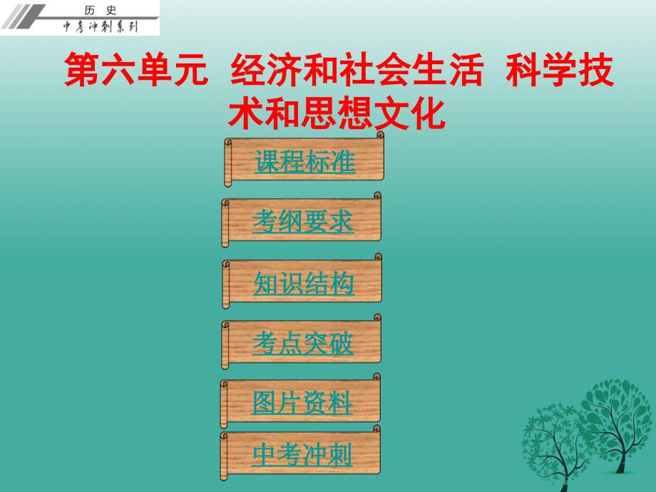 中考历史总复习第二部分中国近代史第六单元经济和社会生活科学技术和思想文化课件_第1页