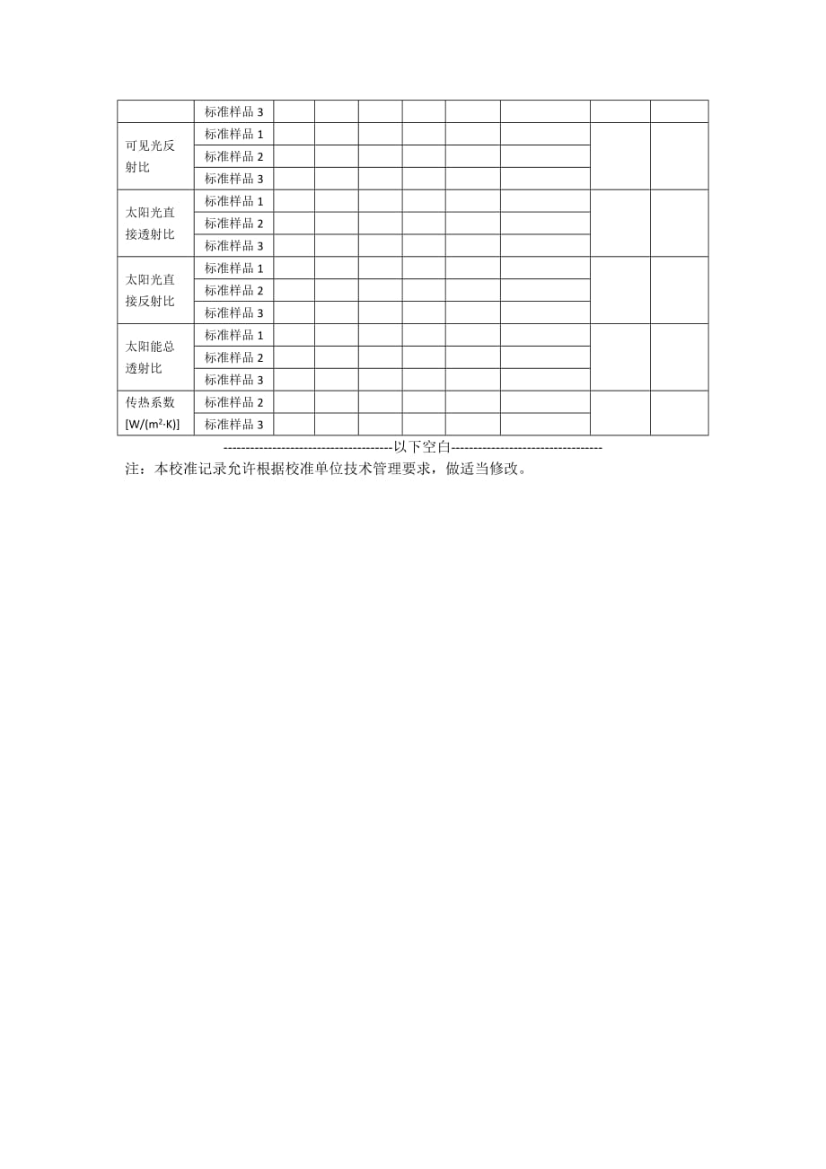 建筑玻璃现场光热参数测量仪校准原始记录格、证书内页格式_第3页