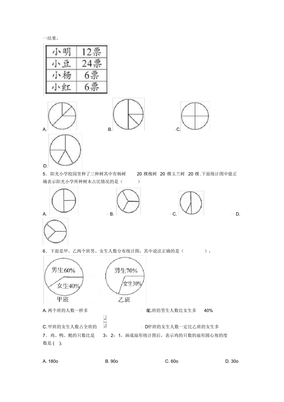 (典型题)小学数学六年级上册第七单元扇形统计图检测卷(含答案解析)(1)_第2页
