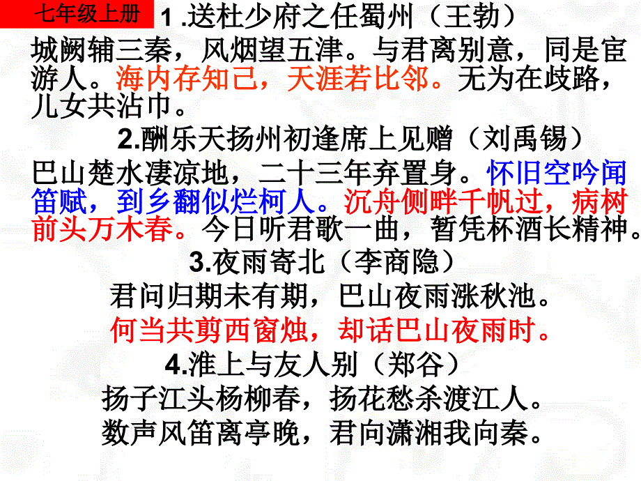 初中语文复习资料：全六册古诗词(语文版)课件_第2页