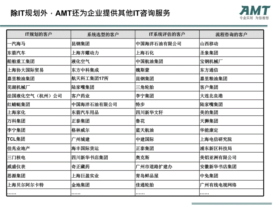 AMT为企业提供的IT咨询案例(部分)讲义教材_第4页