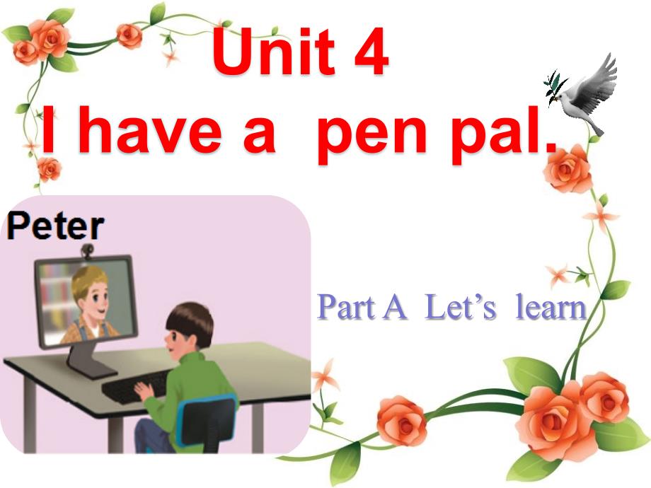 人教PEP版六年级上册英语课件-Unit 4 I have a pen palPart ALet’slearn(共12张PPT)_第1页