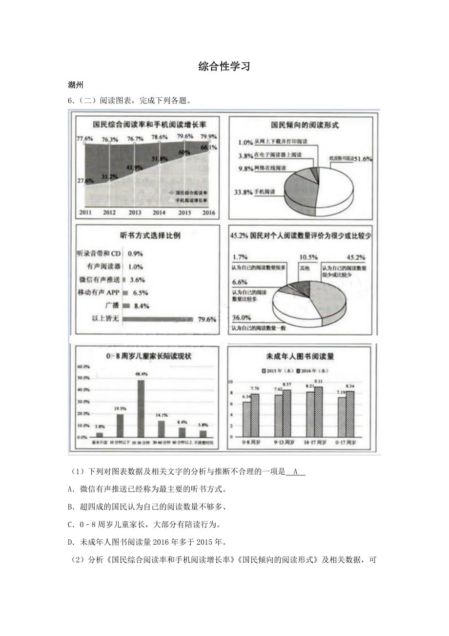 浙江省12市2017年中考语文试卷按考点分项汇编综合性学习（含解析）_第1页