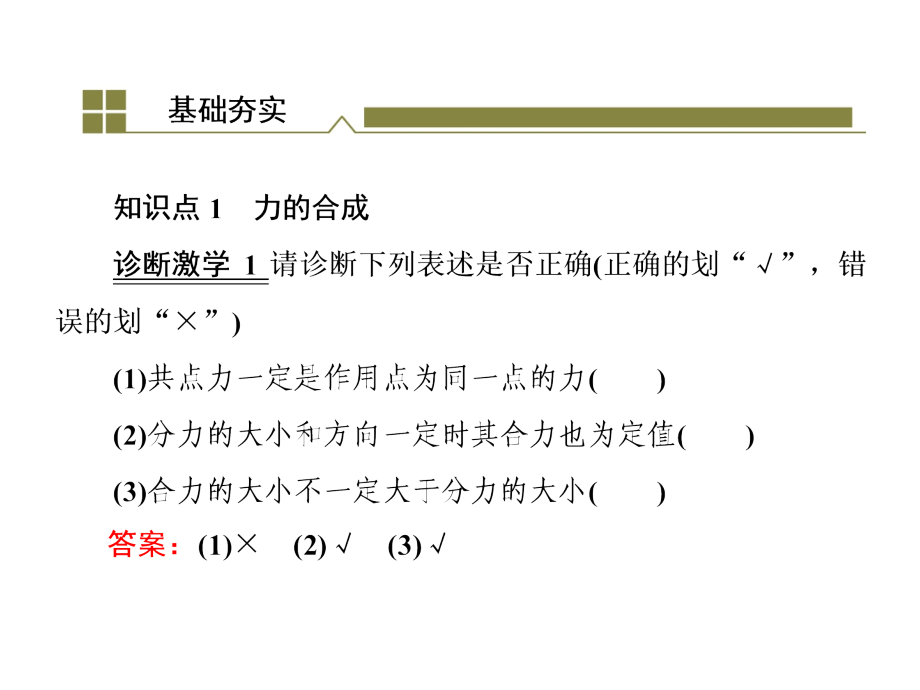 高考物理课标一轮课件23力的合成与分解_第4页