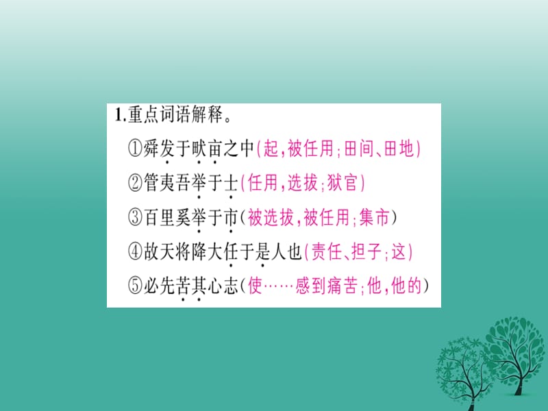 中考语文基础训练默写四《生于忧患死于安乐》复习课件_第3页