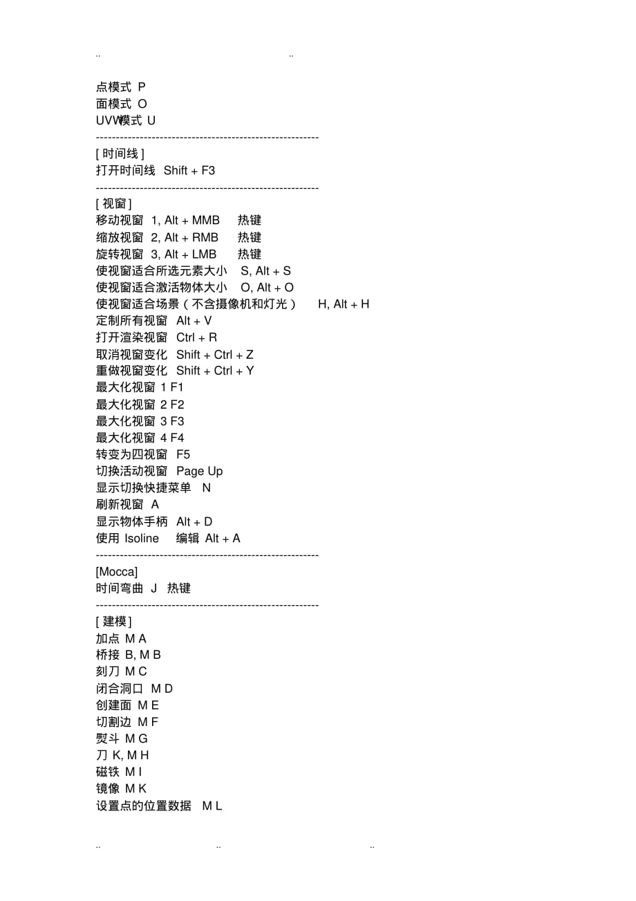 C4D常用快捷键_第3页