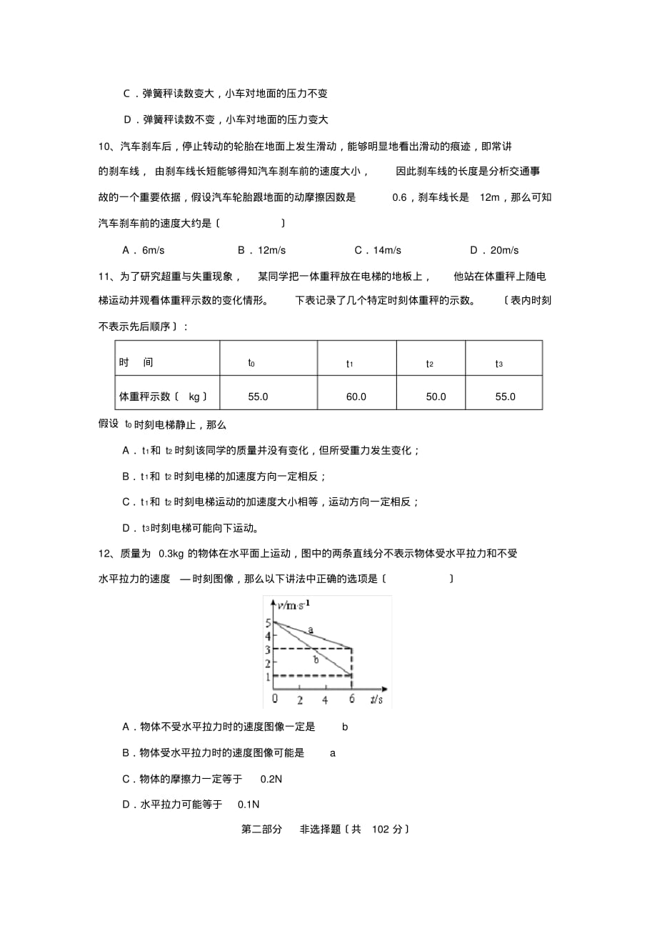 2020届广州六中第一学期高三第一次月考测试高中物理_第4页
